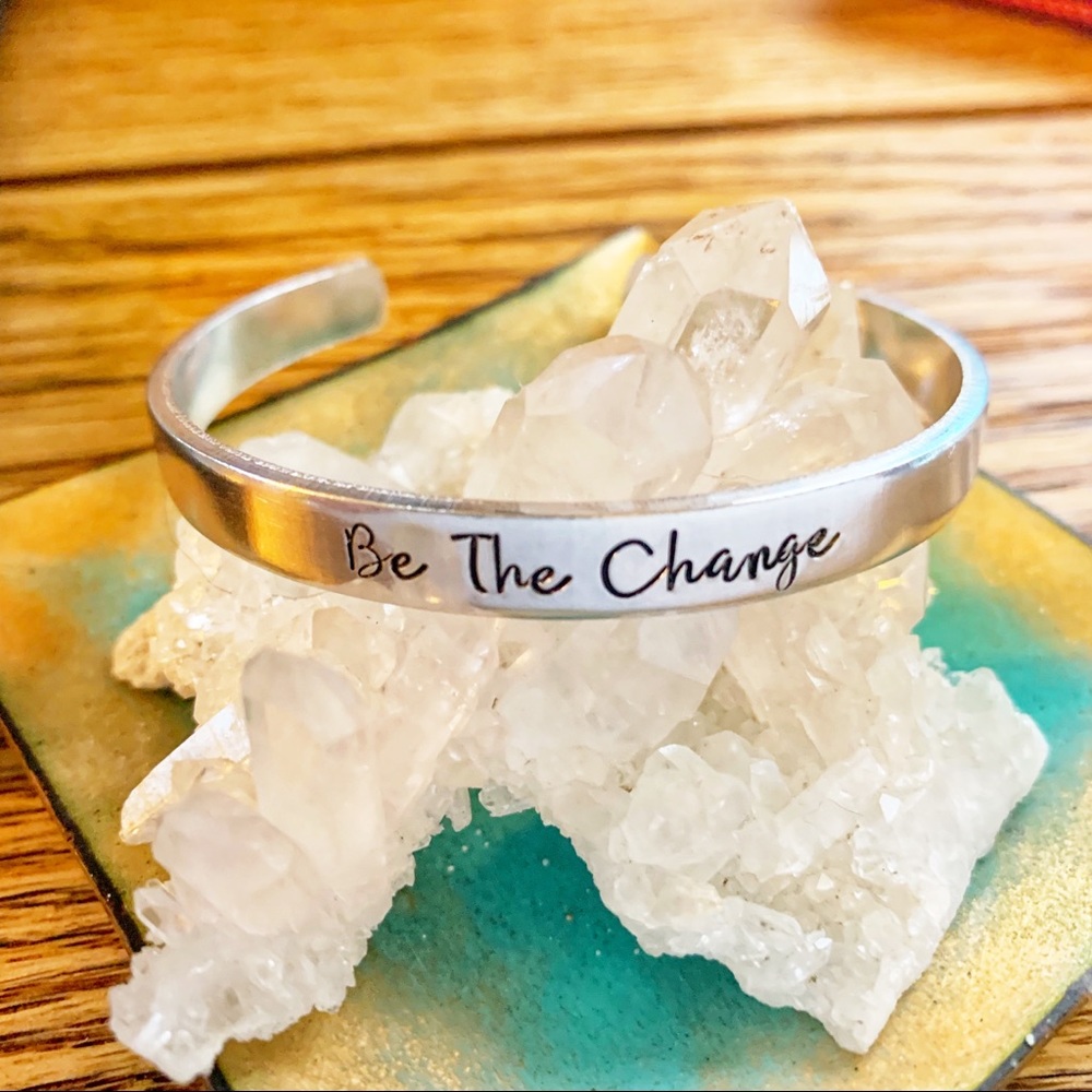 🆕 BE THE CHANGE Handstamped Stainless Cuff Bracelet